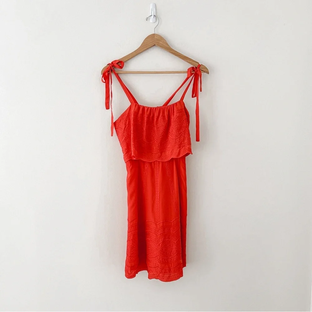 Parker 100% silk red mini dress size s - Picture 2 of 10